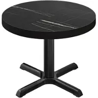 GGM Möbel BSM | Bistro Tisch | Ø 70 x 77 cm | Schwarzer Rand | Rund | Schwarz Marmor / Schwarz