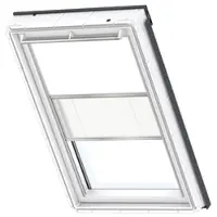 Velux Vorteils-Set Verdunkelungsrollo uni weiß und Faltstore Plissee weiß manuell Rahmen aluminium DFD M10 1025S