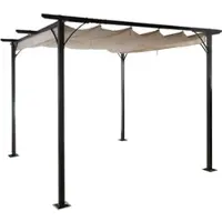 Mendler Pergola HWC-C42, Garten Pavillon, stabiles 6cm-Gestell + Schiebedach 3,5x3,5m creme
