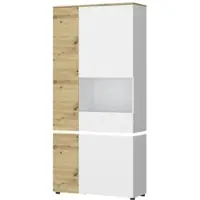 Die Möbelfundgrube Vitrine mit Beleuchtung - weiß - Artisan Eiche - 199 cm - LUCI
