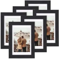 Your Design 6er-Set Bilderrahmen mit robustem Acrylglas, 10 x 15 cm, A6, schwarz