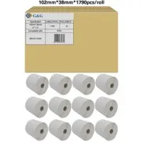 G&G Etiketten , kompatibel zu Zebra 880191-038D, 102 x 38 mm, selbstklebend, perforiert, Thermopapier, weiß, 12 x 1790 Stück