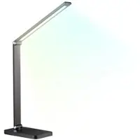 Lunartec Aluminium-Schreibtischleuchte, CCT, 660 Lumen, USB, schwarz