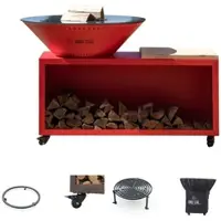 Grill'Chic Privilege Pack Traditioneller Feuerkorb Stahl 83 Rot Doppelte Wanne