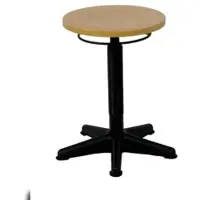 Proregal Drehhocker Atlanta, Sitzhöhe 45-64cm, Tragfähigkeit 110kg, Holz-Buche, Platzsparendes Kunststof-Fußkreuz, Gleiter, Ringauslösung, Buche