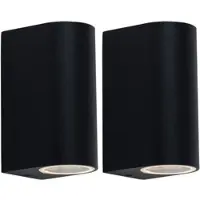 ETC Außenleuchte Up & Down schwarz Fassadenleuchte Aluminium Wandleuchte LED außen Aussenleuchten Haus, 2x 5W 2x400lm 3000K, BxH 6,5x14,5 cm, 2er Set