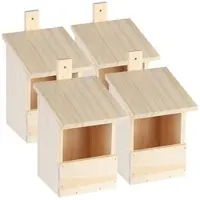 ROYAL GARDINEER 4er-Set Vogel-Nistkästen mit Halbhöhle, Massivholz, vormontiert