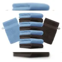 Betz 10 Stück Waschhandschuhe PREMIUM 100% Baumwolle Waschlappen Set 16x21 cm Farbe hellblau und dunkelbraun