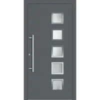 Haustuerenland.de Smarte Haustür "ELISABETH" 79 mm RC2 mit Fingerprint Schiefergrau RAL 7015 beidseitig innen öffnend DIN links