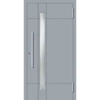 Haustuerenland.de Aluminium Haustür RC2 "ANDREA" 78 mm Fenstergrau RAL 7040 beidseitig außen öffnend DIN rechts