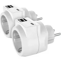 Revolt 2er-Set 3in1-Steckdosen mit USB Typ C & 2x USB Typ A