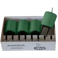 Kopschitz Kerzen 4er Set Adventskerzen mit Safety Clip und Kerzenstecker (Haltekrallen) Fairway Grün 6 x ? 5 cm