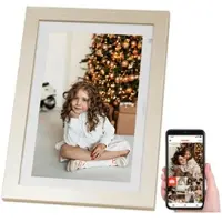 Somikon WLAN-Bilderrahmen, 25,7 cm / 10,1" IPS-Touchdisplay, weiß, Holzrahmen