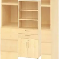 Bümö Aktenregal & Schrank abschließbar, Büroschrank Regal & Schubladen Kombination Holz 80cm breit in Ahorn - Schrank für's Büro & Arbeitszimmer,