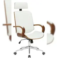 DELUKE Bürostuhl Chefsessel KINGO - 118x70x70, Walnuss/Weiß | Kunstleder | Metall Gestell | ergonomische Bürostühle Homeoffice Stuhl mit Rollen