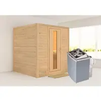 Karibu Sauna Mojave ohne Zierkranz und Beleuchtung am Dach Ofen 9 kW integr. Strg