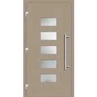 Haustuerenland.de Smarte Haustür "ANNELIESE" 79 mm RC2 mit Fingerprint Graubeige RAL 1019 außen öffnend DIN links