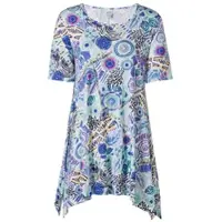 DW-Shop Viskose-Mix-Shirt, Druck blau, 36/38