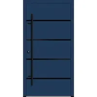 Haustuerenland.de Flügelüberdeckende Aluminium Haustür "FANNIE" 82 mm RC2 BLACKLINE Saphirblau RAL 5003 beidseitig innen öffnend DIN links
