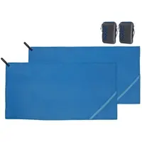 Pearl 2er-Set Mikrofaser-Handtücher mit Tasche, 100 x 50 cm, blau