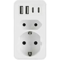 Plastrol Steckdosenadapter mit 4x USB und 2x 230V Steckdosen 3680W