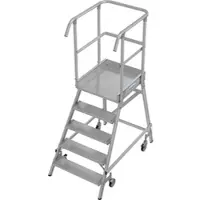 Krause STABILO PodestLeiter fahrbar, einseitig begehbar, 5 Stufen, Arbeitshöhe 3,20 m