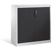 C+P Akten-Sideboard Acurado mit Drehtüren, 3 Ordnerhöhen, H1200xB1200xT400mm Front Schwarzgrau Korpus Lichtgrau