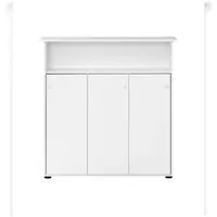 Proregal Empfangstheke Pigeon HxBxT 111 x 107 x 44 cm 7 Fächern & 3 Flügeltüren Weiß