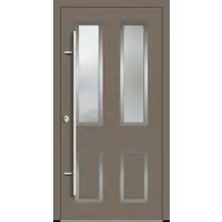 Haustuerenland.de Aluminium Landhaustür "CORGINA" 82 mm RC2 Beigegrau RAL 7006 beidseitig innen öffnend DIN links