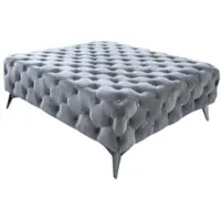 KAWOLA Hocker NARLA Chesterfield Velvet silber 110x110cm