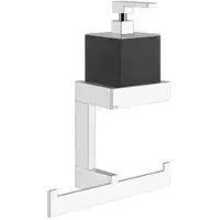 Gessi Rettangolo Accessoires Kombination mit Seifenspender schwarz und Handtuchhalter, Wandmontage