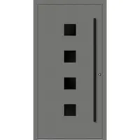 Haustuerenland.de Aluminium Haustür "ANTOINETTE" 90 mm RC2 BLACKLINE Graualuminium RAL 9007 beidseitig innen öffnend DIN rechts
