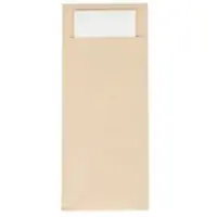 Sovie HORECA Papierbestecktaschen in Naturbraun mit Tissue-Serviette in Weiß, 20 cm x 8,5 cm - 500 Stück