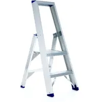 Asc Eurostairs Stufenstehleiter einseitig eloxiert mit Plattform 2 Stufen