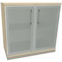 Fm Büromöbel Aktenschrank »Oldenburg« 2 OH satinierte Acrylglastüren braun, 80x78.1x44.2 cm