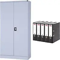 Realspace Aufbewahrungsschrank Stahl 4 Fachböden Abschließbar 920 x 420 x 1.800 mm Hellgrau