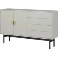 Selsey Stoon - Sideboard 2-türig mit 4 Schubladen, Grau-Beige Taupe mit schwarzem Metallgestell, 154 cm