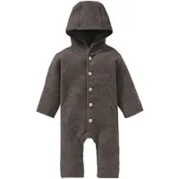 BORNINO HOME Wollfleece-Overall mit Klappbündchen aus Merinowolle, braun, 86