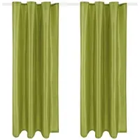 Arsvita 2er Pack Gardine Blickdicht Alessia mit Universalband 140 cm x 245 cm Grün