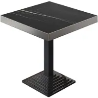 GGM Möbel BPY | Bistro Tisch | 80 x 80 x 81 cm | Quadratisch | Edelstahl Rand | Schwarz Marmor / Schwarz