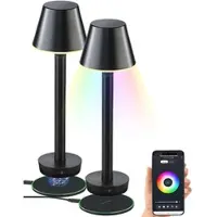 Lunartec Smarte Outdoor-Tischlampe, RGB-CCT-LEDs, App, Bluetooth, 2er-Set