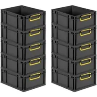 Proregal SuperSparSet 10x Eurobox Nextgen Color HxBxT 17x30x40cm 16 Liter Griffe Gelb Geschlossen Schwarz Eurobehälter Transportbox Transportbehälter