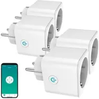 Luminea Home Control 4er-Set WLAN-Steckdose, Matter-zertifiziert, Energiekostenmesser, 16 A