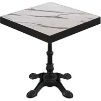 GGM Möbel BPR | Bistro Tisch | 70 x 70 x 77 cm | Quadratisch | Schwarzer Rand | Weiß Marmor / Schwarz