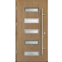 Haustuerenland.de Aluminium Haustür "AGADA" 68 mm Turner Oak holzähnlich beidseitig außen öffnend DIN links