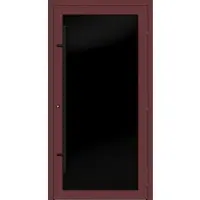 Haustuerenland.de PREMIUM Aluminium-Glas Haustür "MAGDALENA" 90 mm BLACKLINE flächenbündig Rotbraun RAL 8012 beidseitig außen öffnend DIN rechts