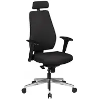 KADIMA DESIGN Bürostuhl SPM1.279 Schreibtischstuhl Stoff Schwarz Chefsessel Modern, Drehstuhl mit Synchronmechanik, Arbeitsstuhl mit Kopfstütze 120kg, Bürosessel Höhenverstellbar Wippfunktion