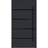 Haustuerenland.de Aluminium Haustür "FANNIE" 90 mm RC2 BLACKLINE Anthrazit RAL 7016 innen öffnend DIN rechts