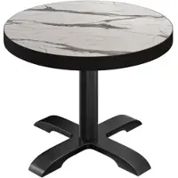 GGM Möbel BSD | Bistro Tisch | Ø 60 x 77 cm | Rund | Schwarzer Rand | Weiß Marmor / Schwarz