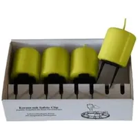 Kopschitz Kerzen 4er Set Adventskerzen mit Safety Clip und Kerzenstecker (Haltekrallen) Scottish Grün 6 x ? 5 cm